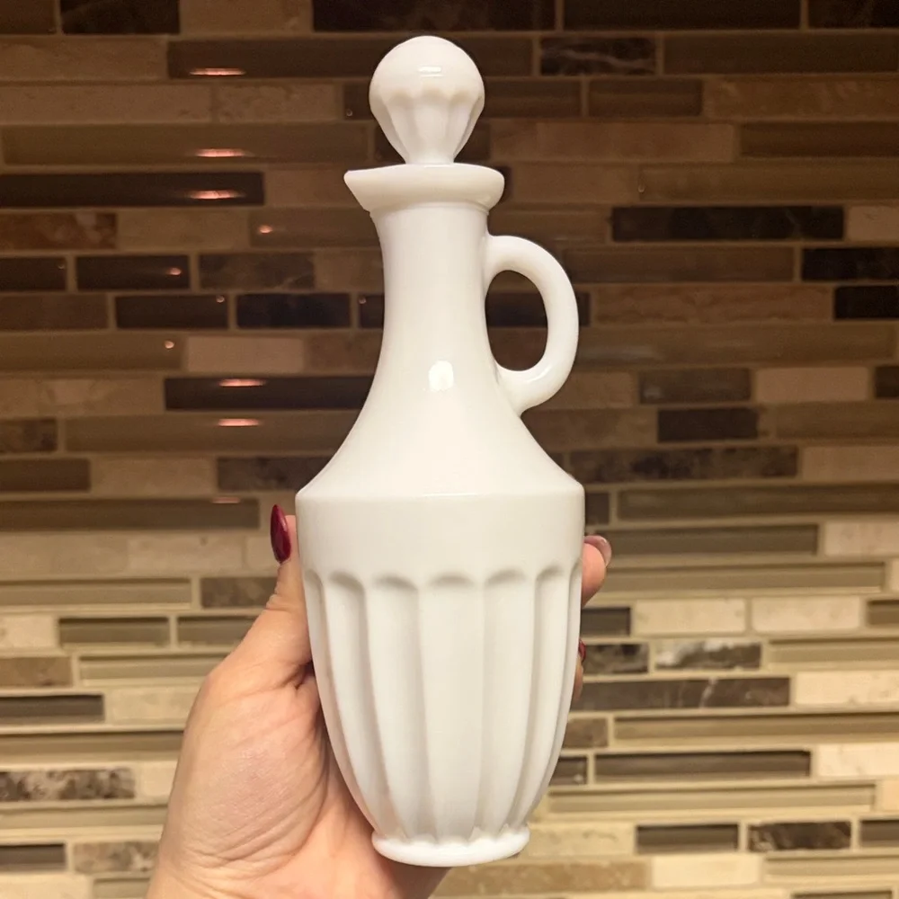 Avon Vintage White Milk Glass Decanter Bottle - Picture 2 of 4